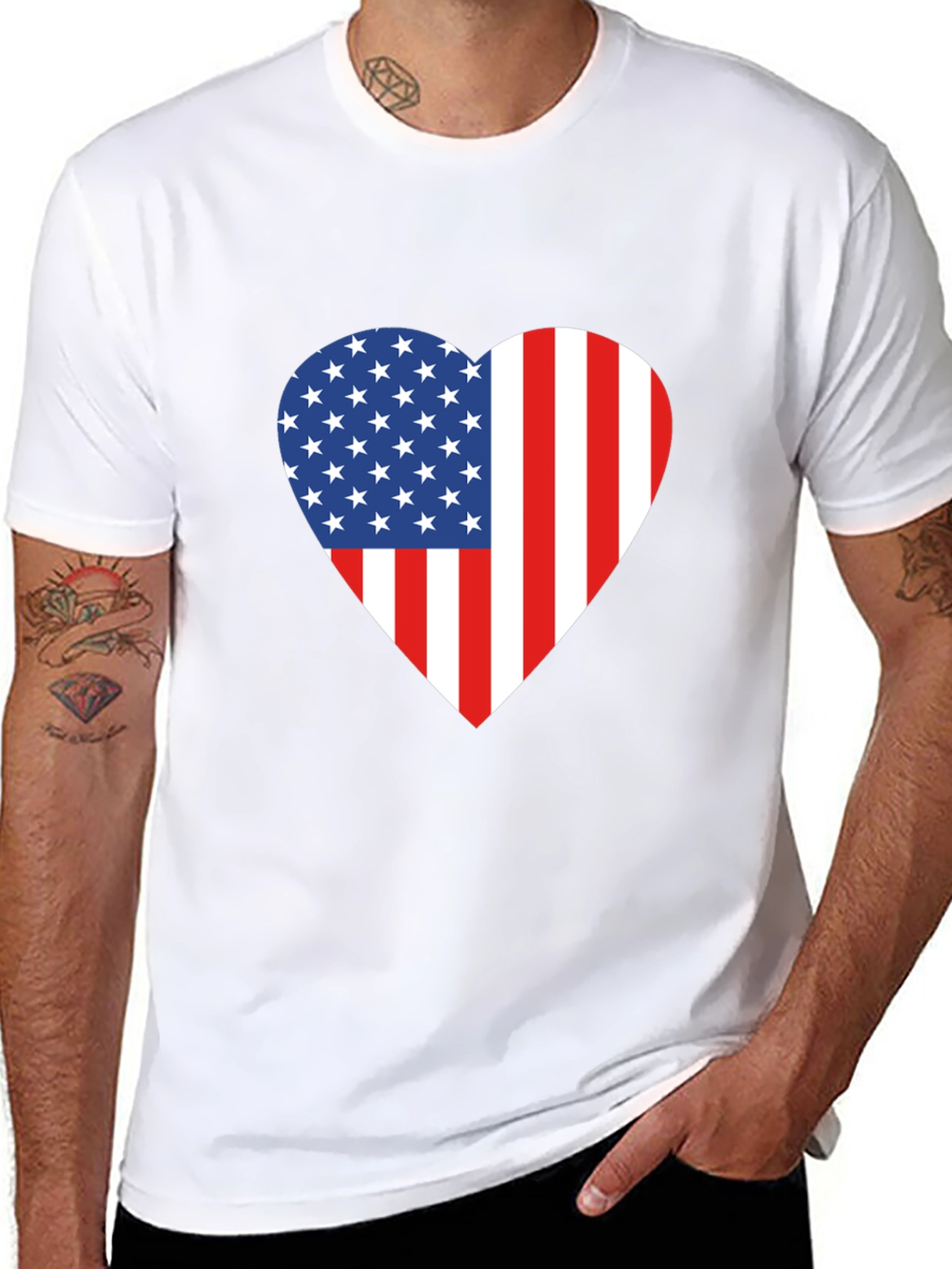 American Flag Heart Graphic T-Shirt