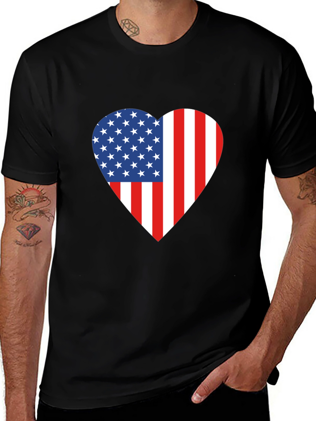 American Flag Heart Graphic T-Shirt