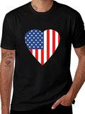 American Flag Heart Graphic T-Shirt
