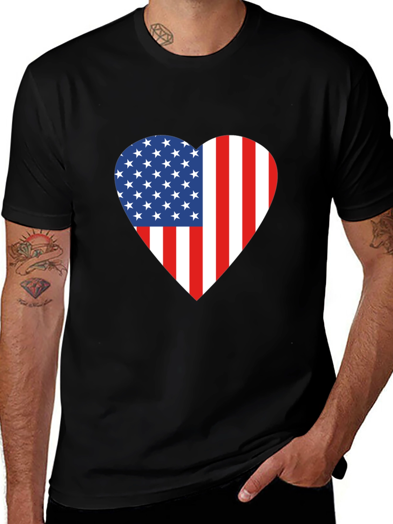 American Flag Heart Graphic T-Shirt