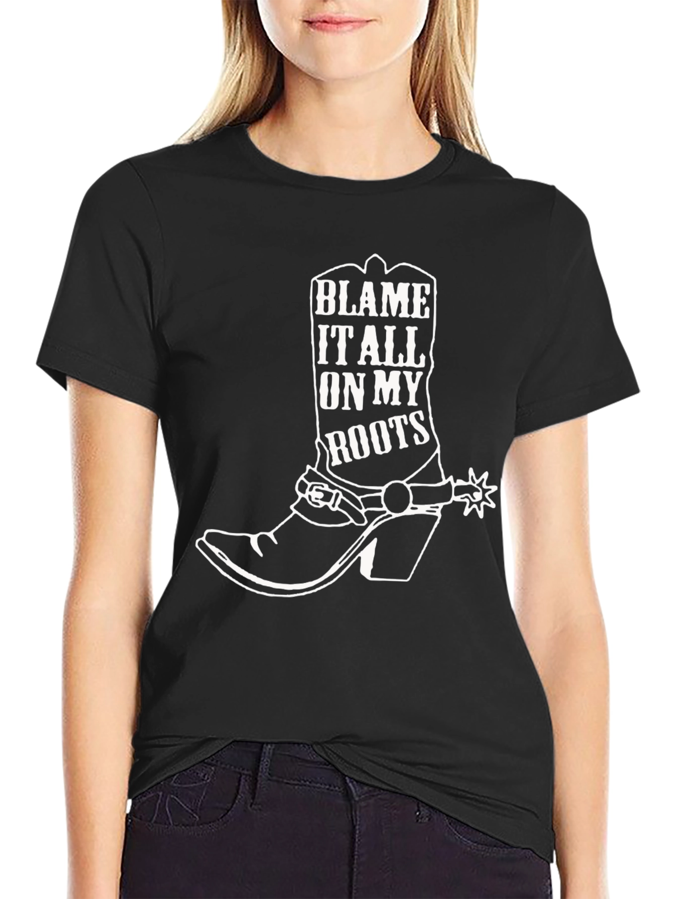 Blame It All On My Roots Cowboy Boot Graphic Tee