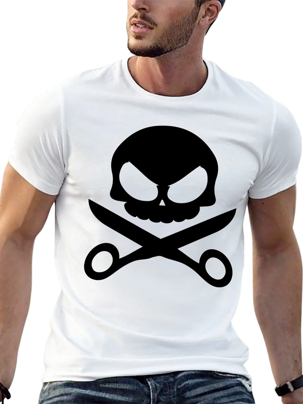 Skull & Scissors Black Graphic Tee