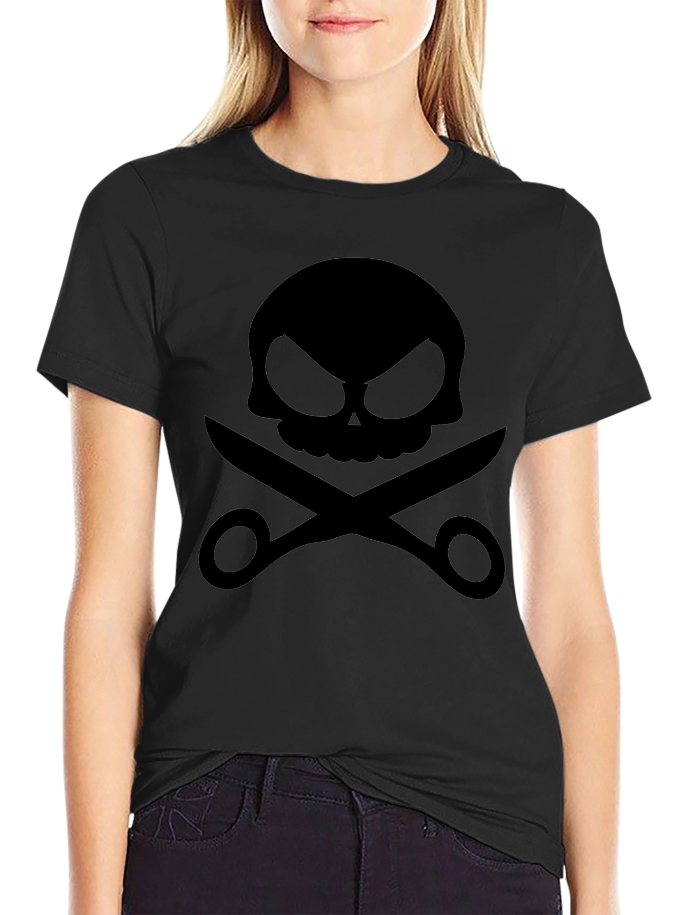 Skull & Scissors Black Graphic Tee