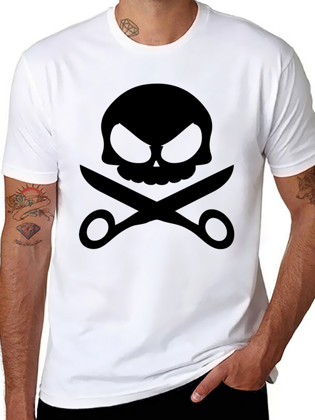 Skull & Scissors Black Graphic Tee