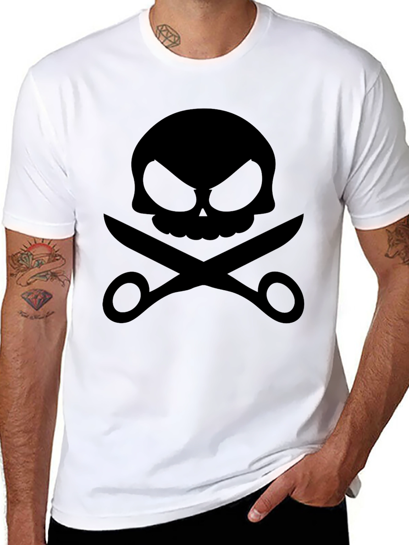 Skull & Scissors Black Graphic Tee
