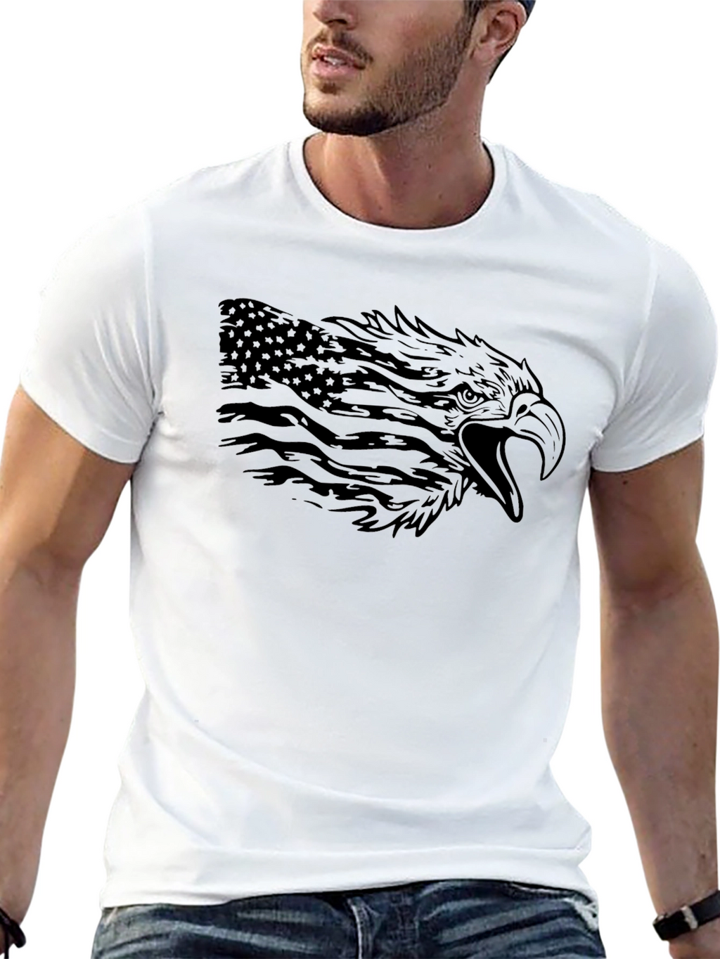 American Eagle Flag Graphic Black T-Shirt