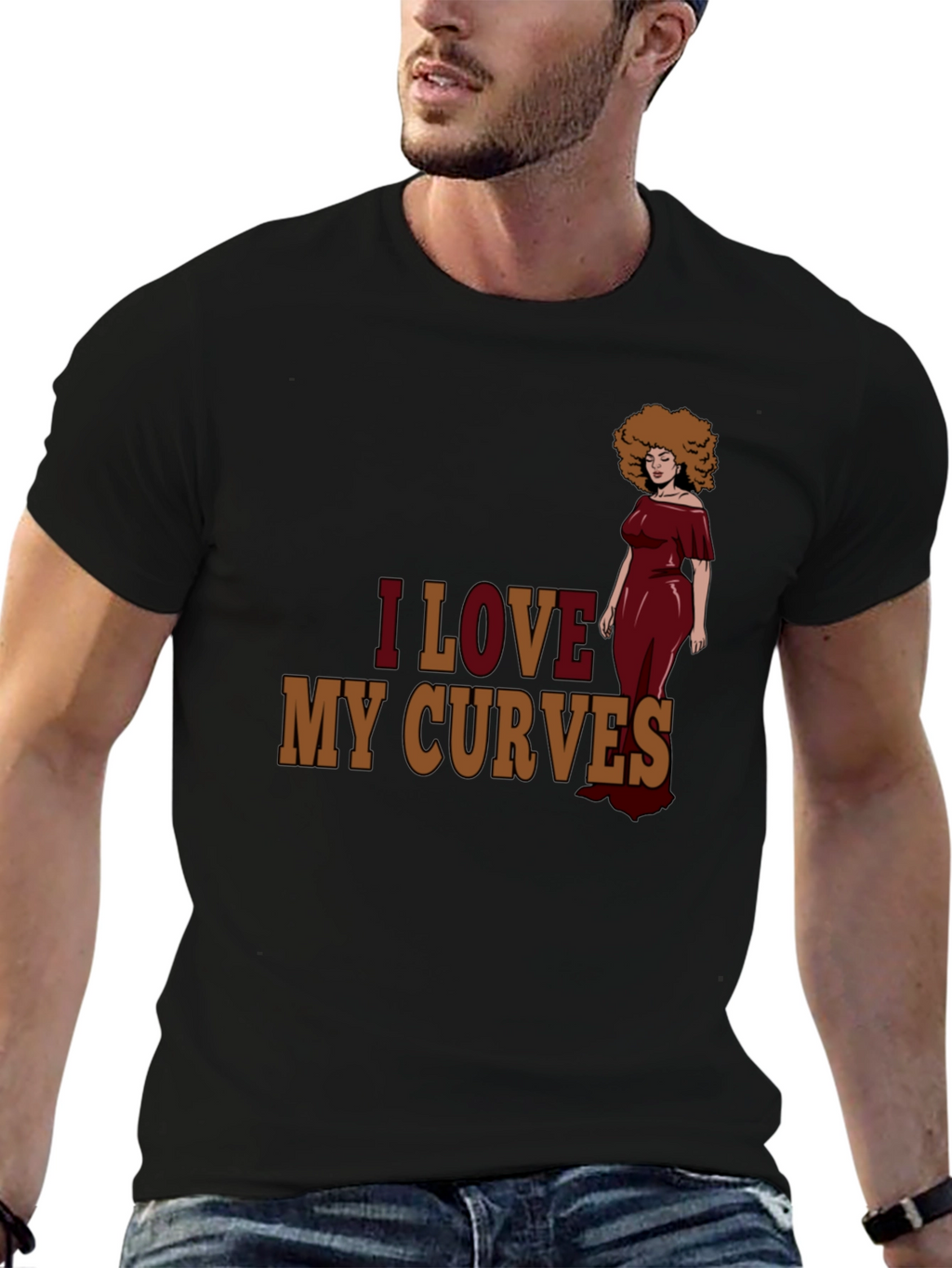 I Love My Curves Graphic T-Shirt - Black