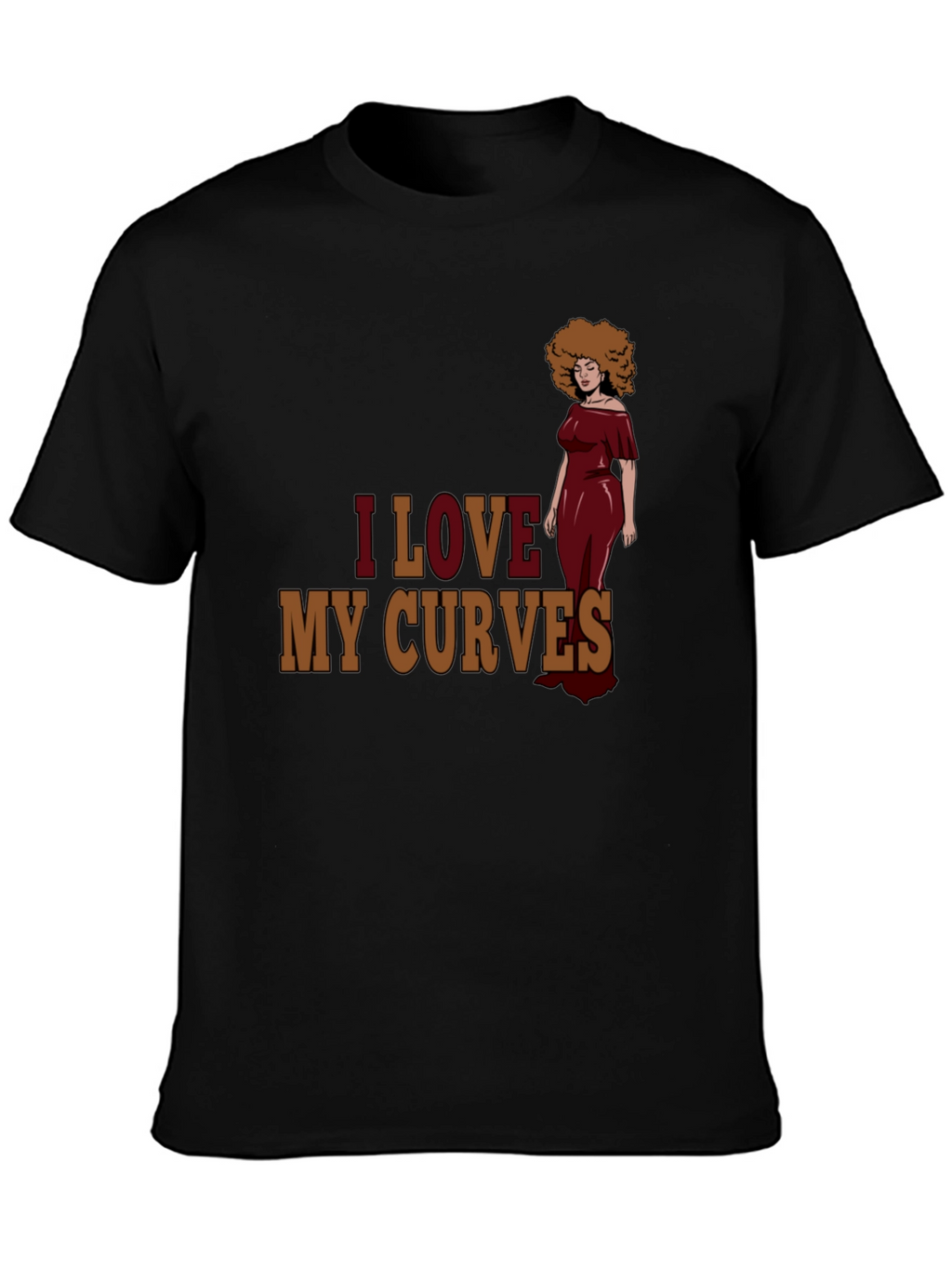 I Love My Curves Graphic T-Shirt - Black