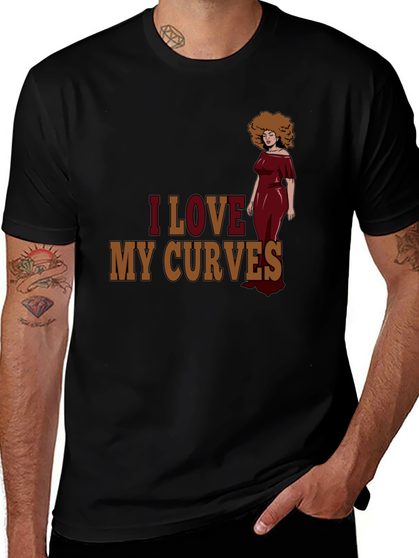 I Love My Curves Graphic T-Shirt - Black