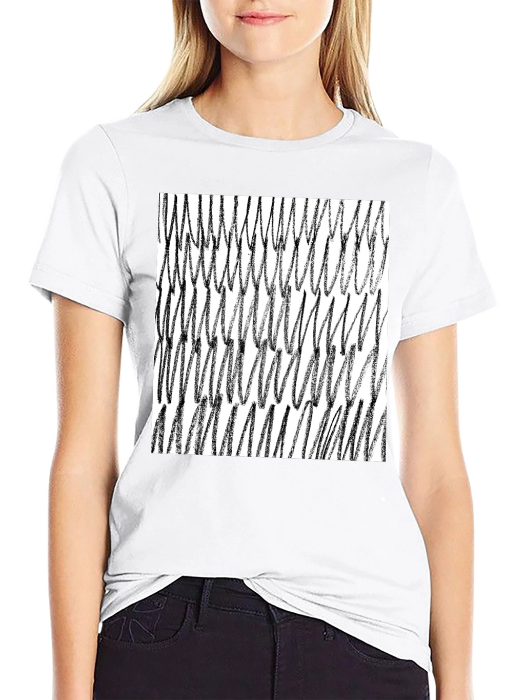 Abstract Scribble Graphic Tee - Black