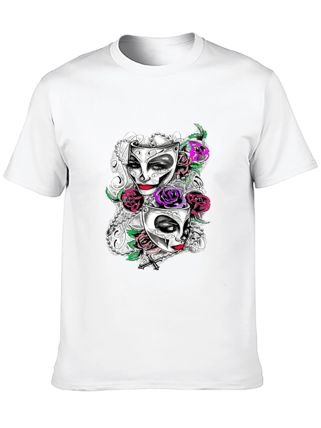 Masquerade Mask Roses Graphic T-Shirt