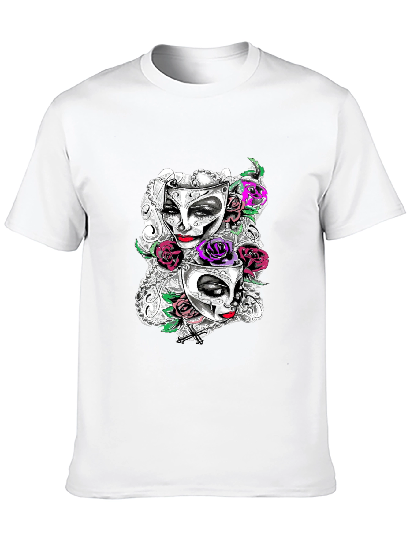 Masquerade Mask Roses Graphic T-Shirt