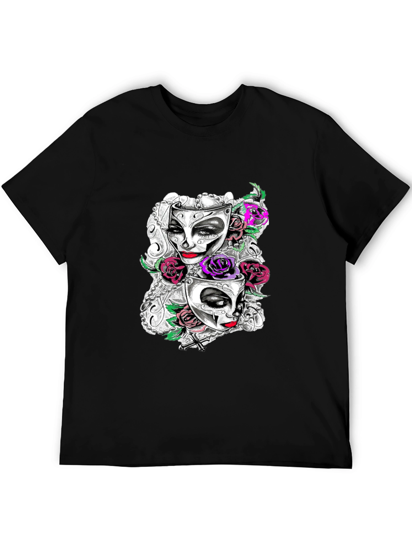 Masquerade Mask Roses Graphic T-Shirt