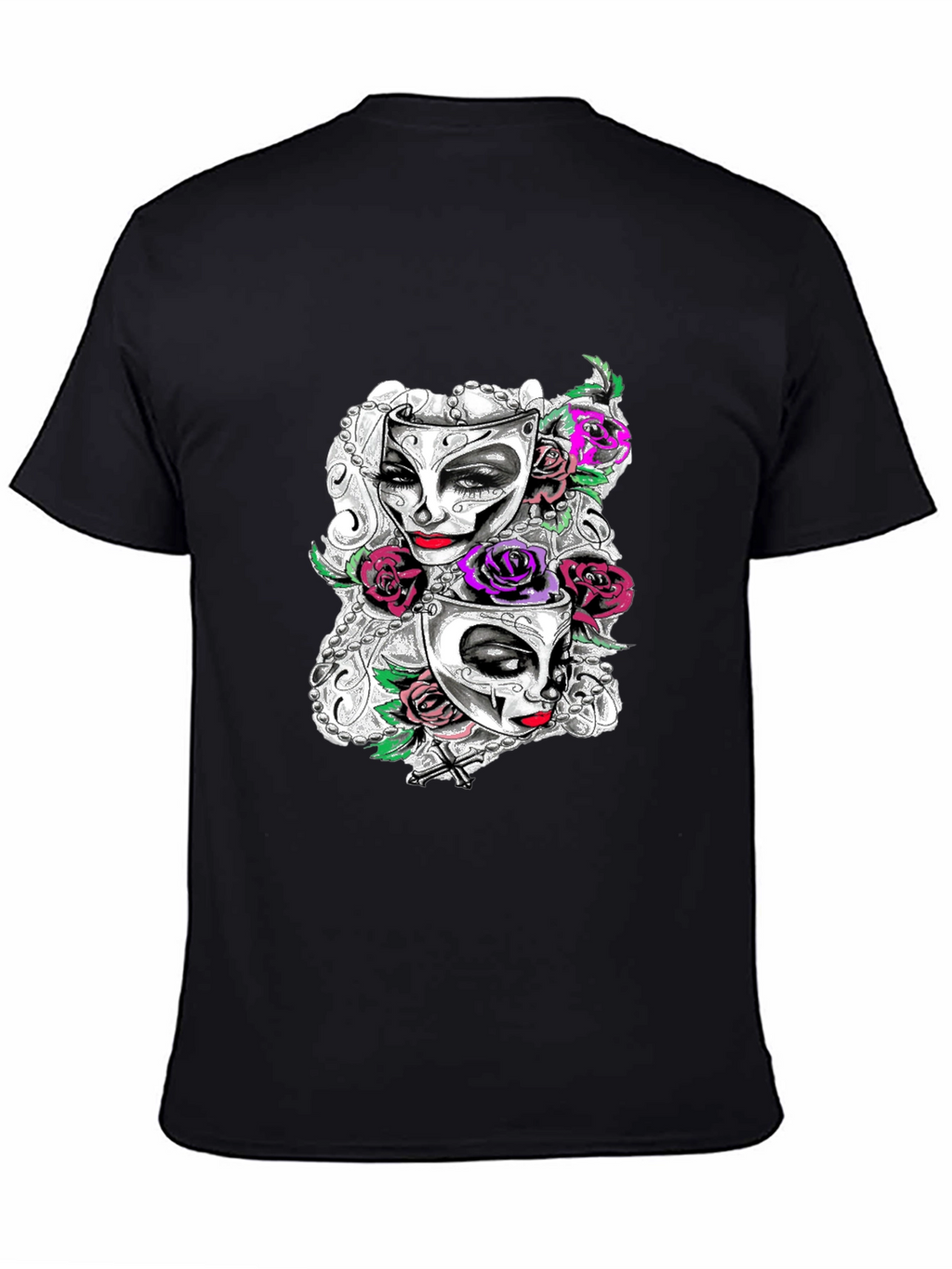 Masquerade Mask Roses Graphic T-Shirt