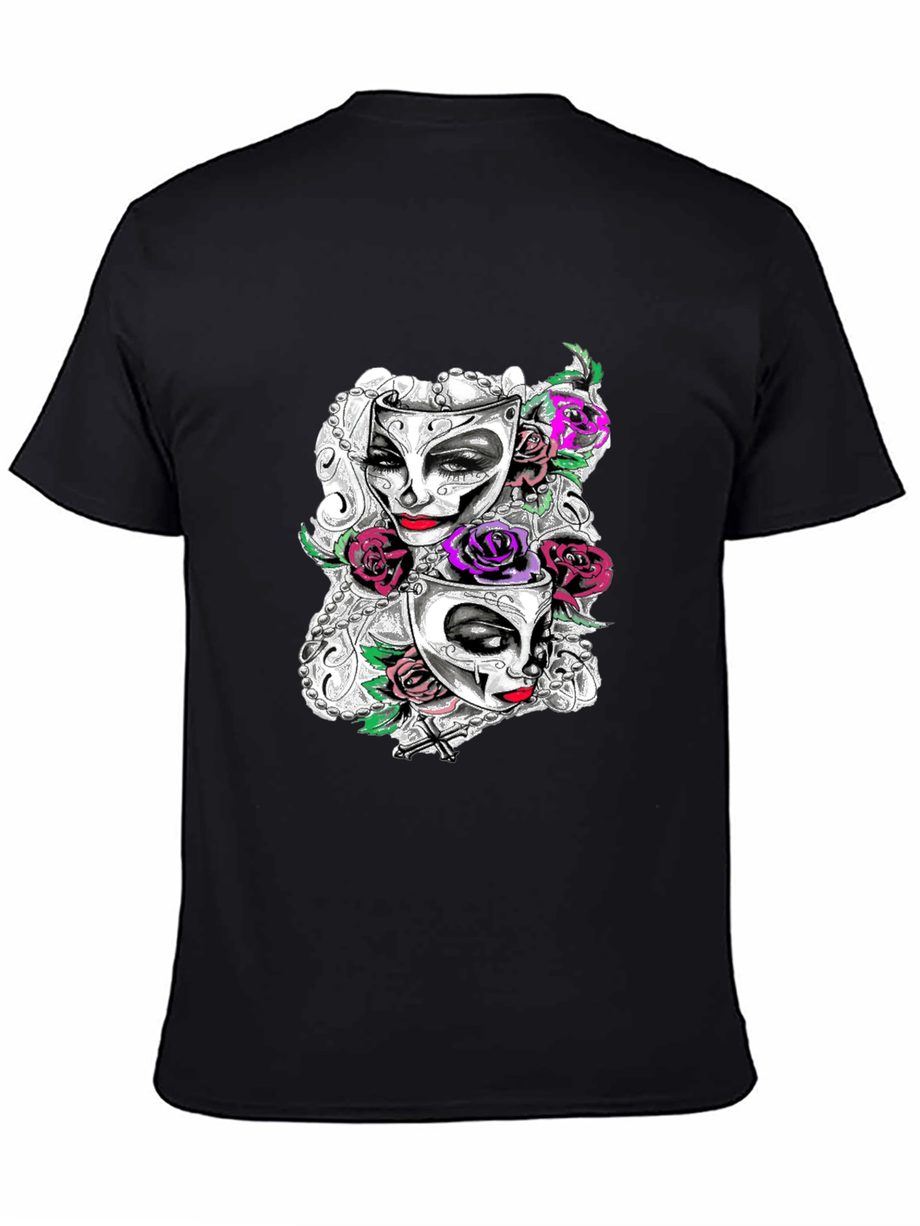 Masquerade Mask Roses Graphic T-Shirt