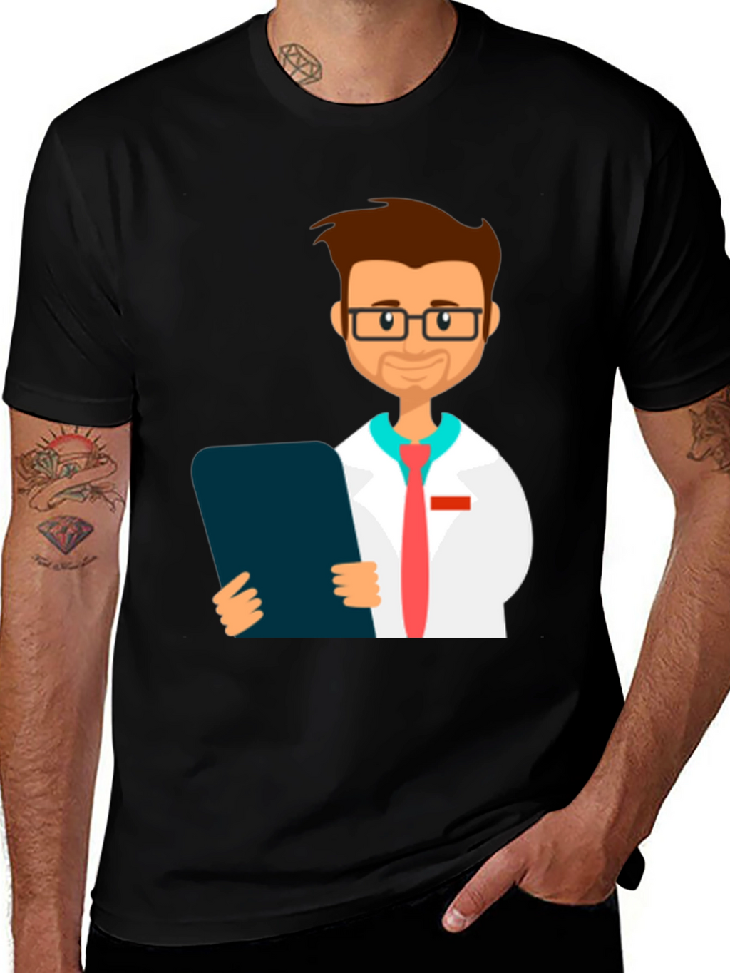 Doctor Graphic Black T-Shirt - Medical Professional Tee