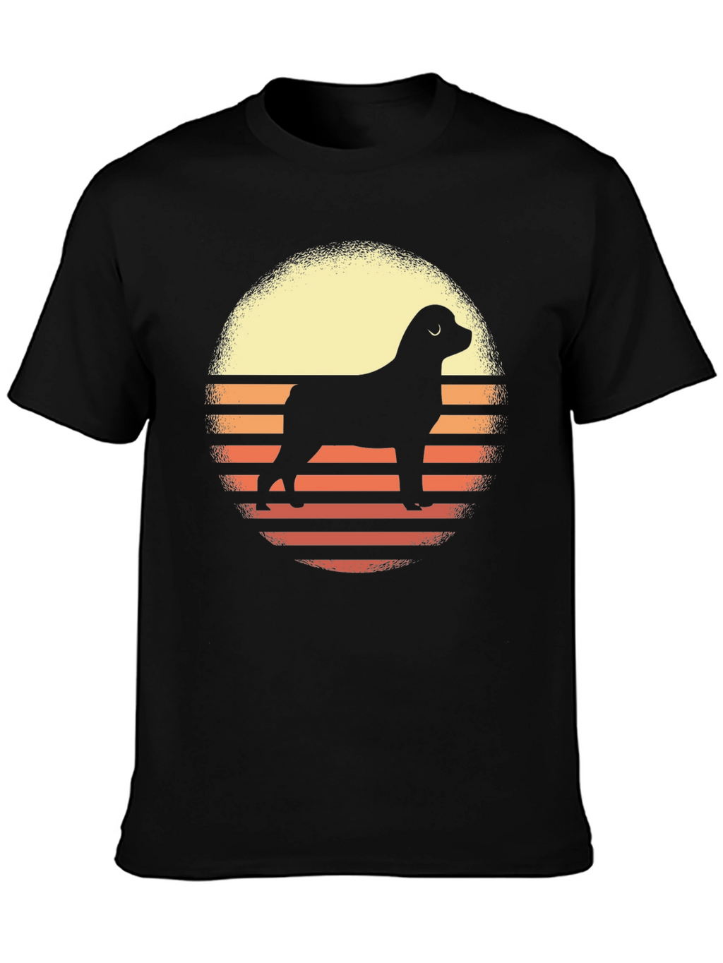 Dog Silhouette Sunset Graphic Tee - Black