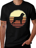 Dog Silhouette Sunset Graphic Tee - Black