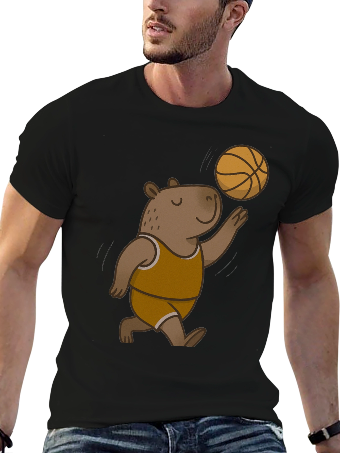 Capybara Basketball Black T-Shirt