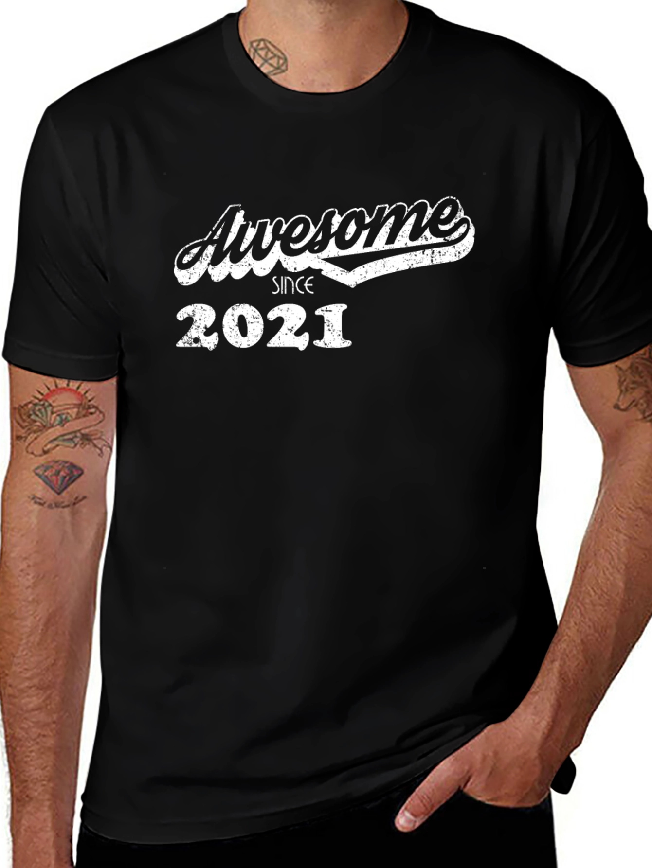 Awesome Since 2021 Black Graphic Tee