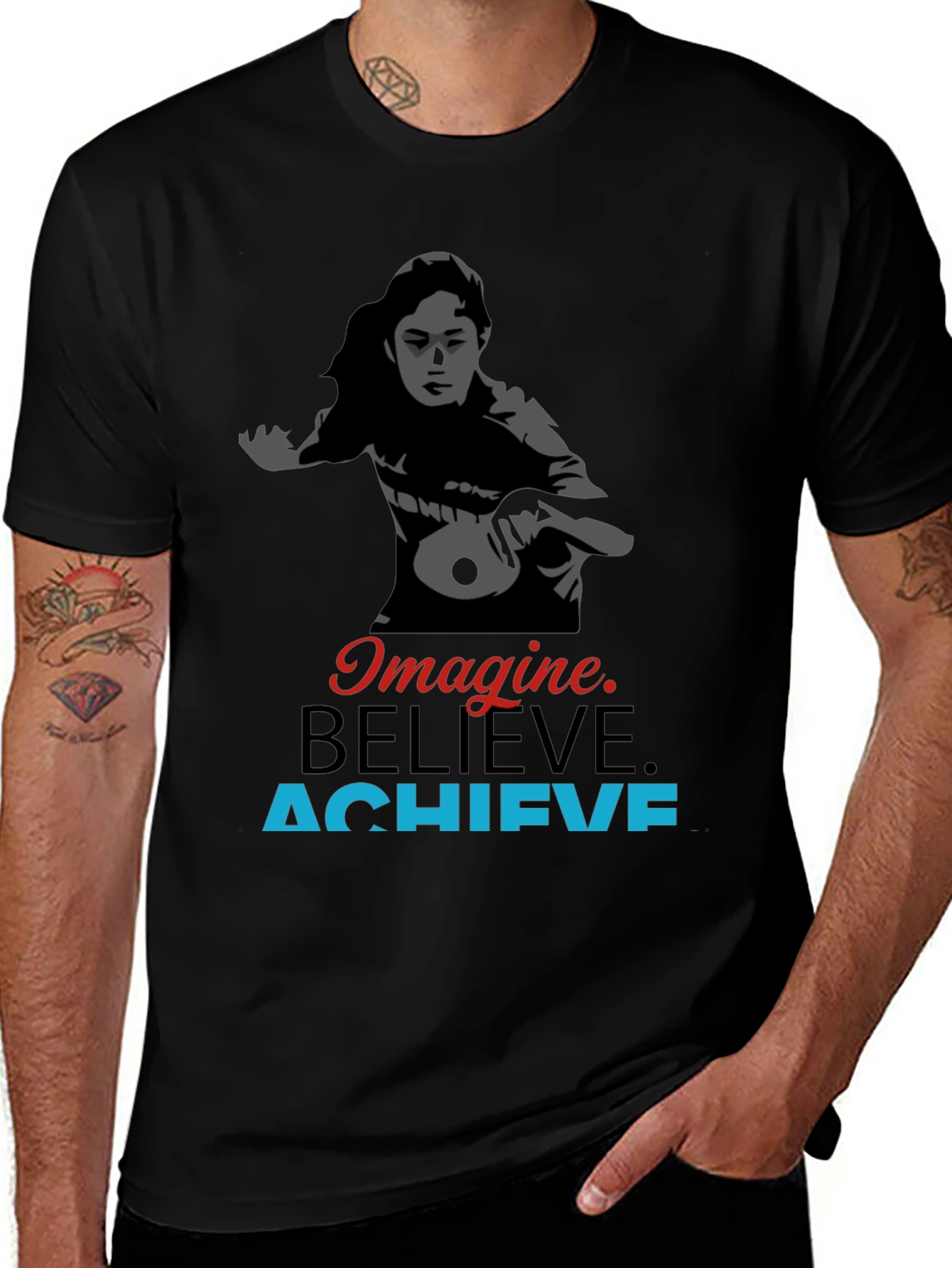 Imagine Believe Achieve Table Tennis Graphic Tee
