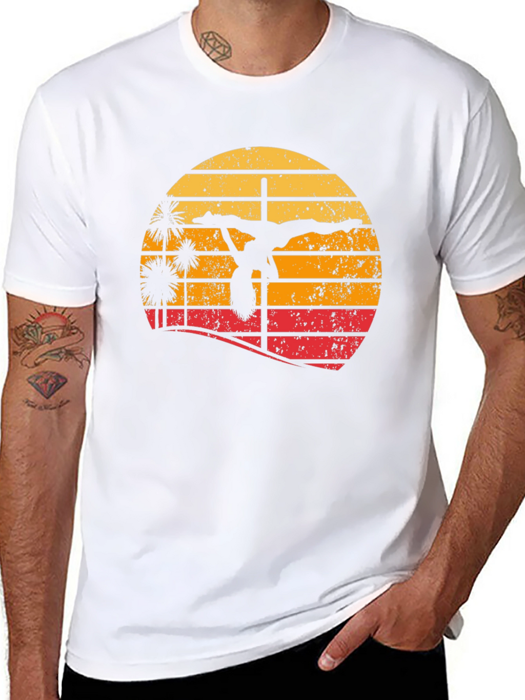 Retro Sunset Pole Dancer T-Shirt - Unique Design