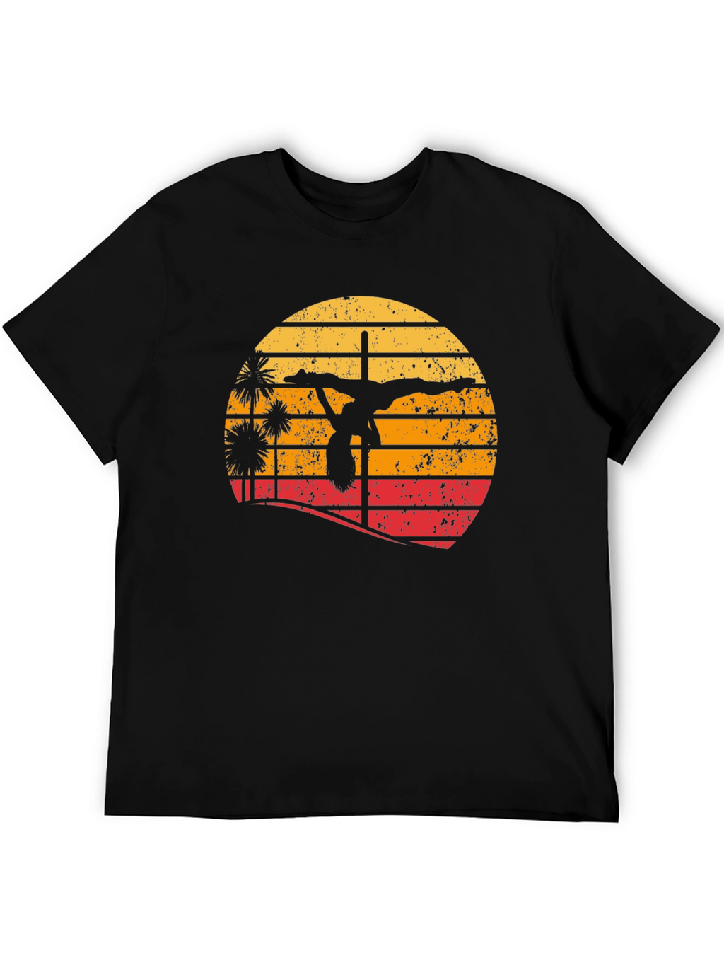 Retro Sunset Pole Dancer T-Shirt - Unique Design