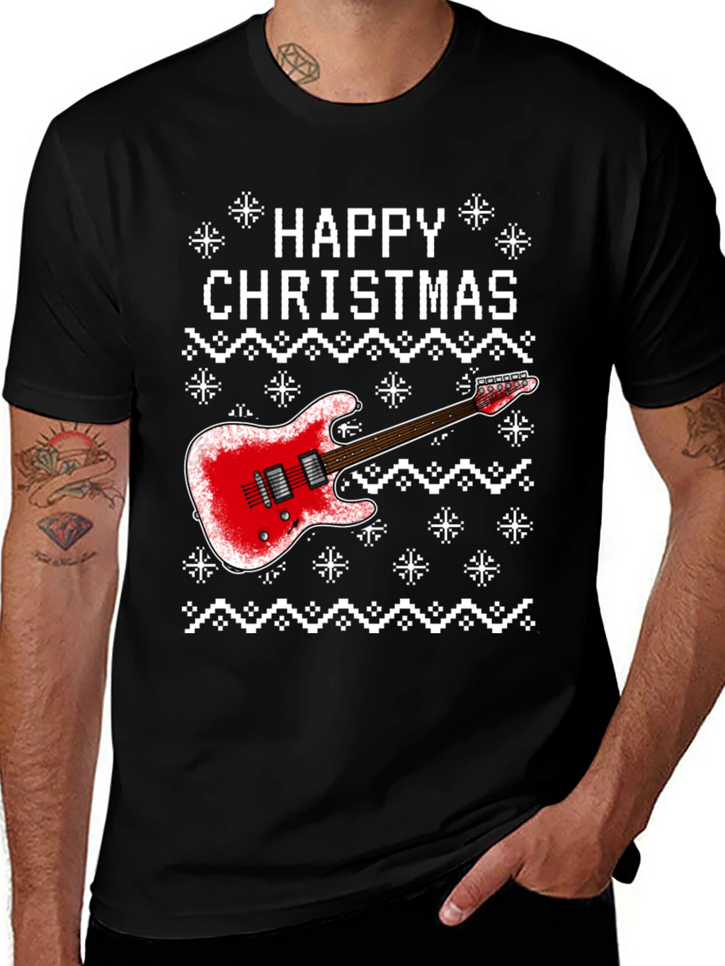 Happy Christmas Guitar Graphic Tee