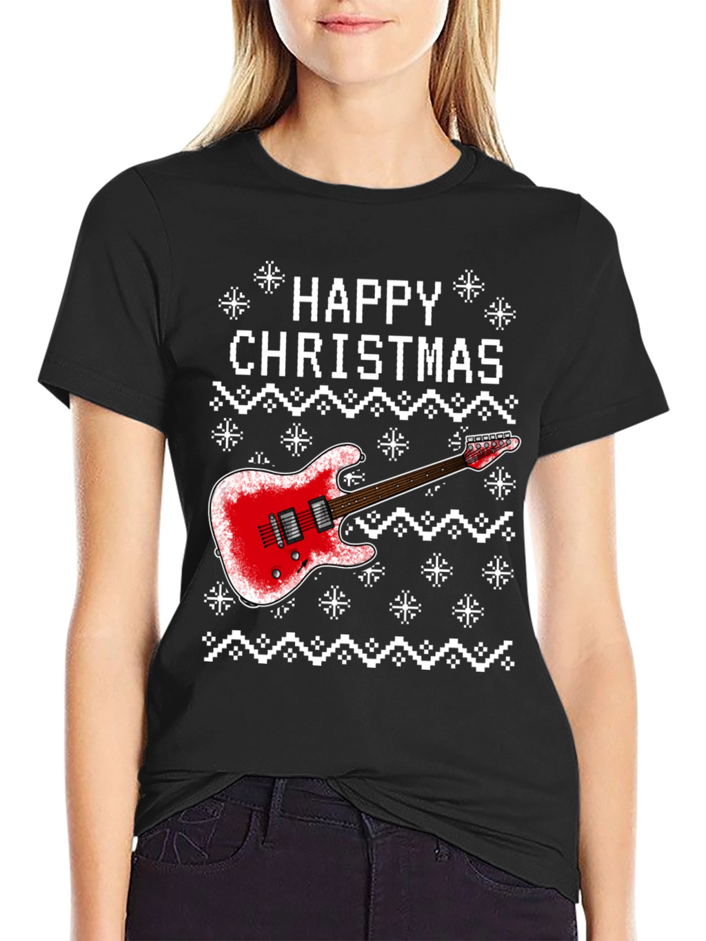 Happy Christmas Guitar Graphic Tee