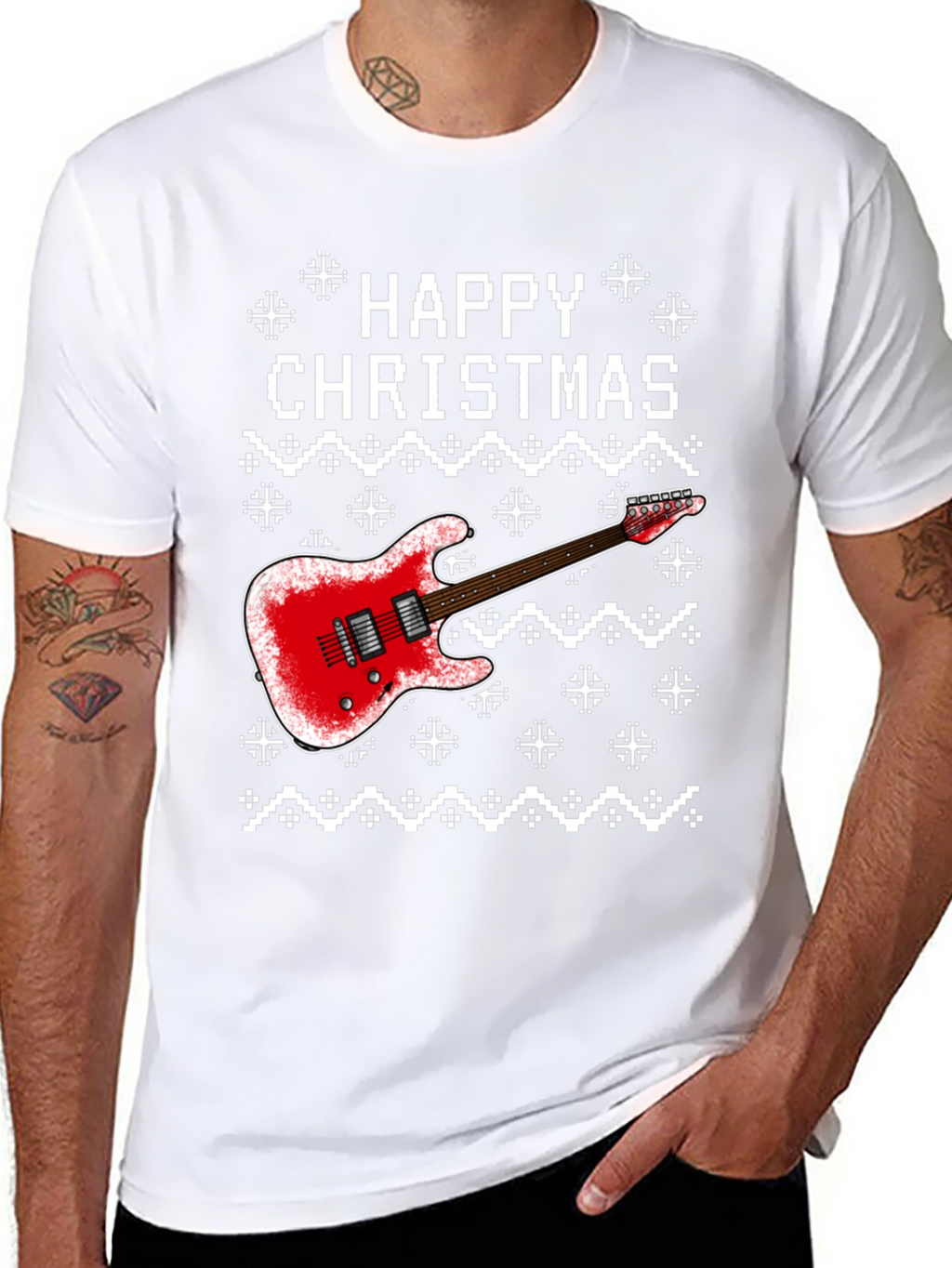 Happy Christmas Guitar Graphic Tee