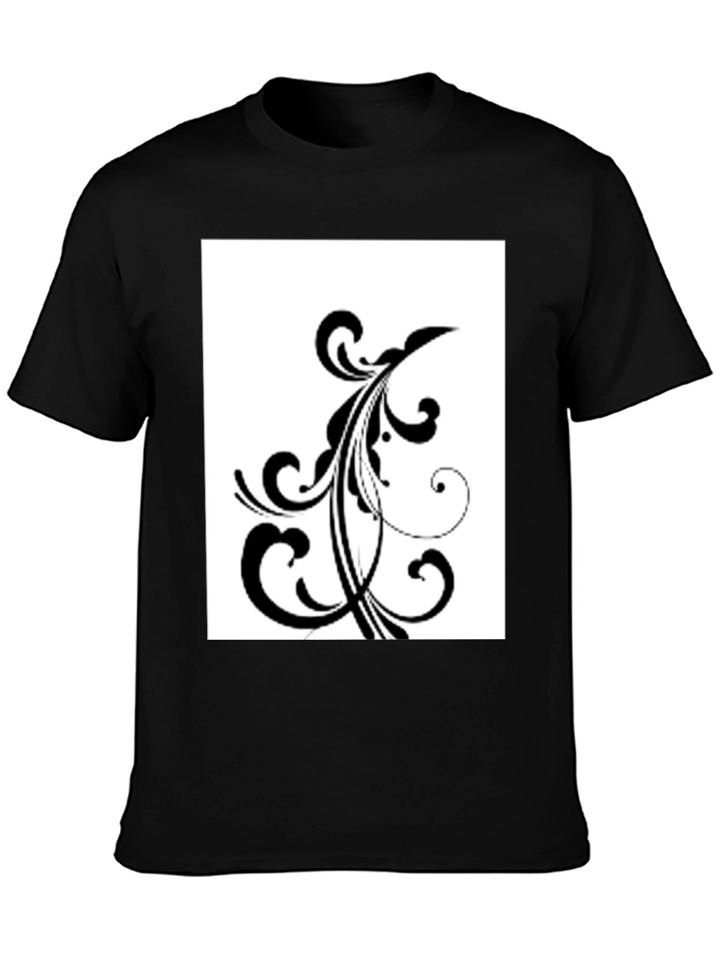 Black T-Shirt with Floral Design