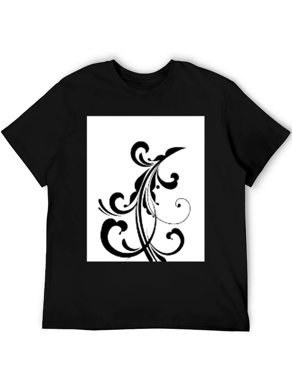 Black T-Shirt with Floral Design