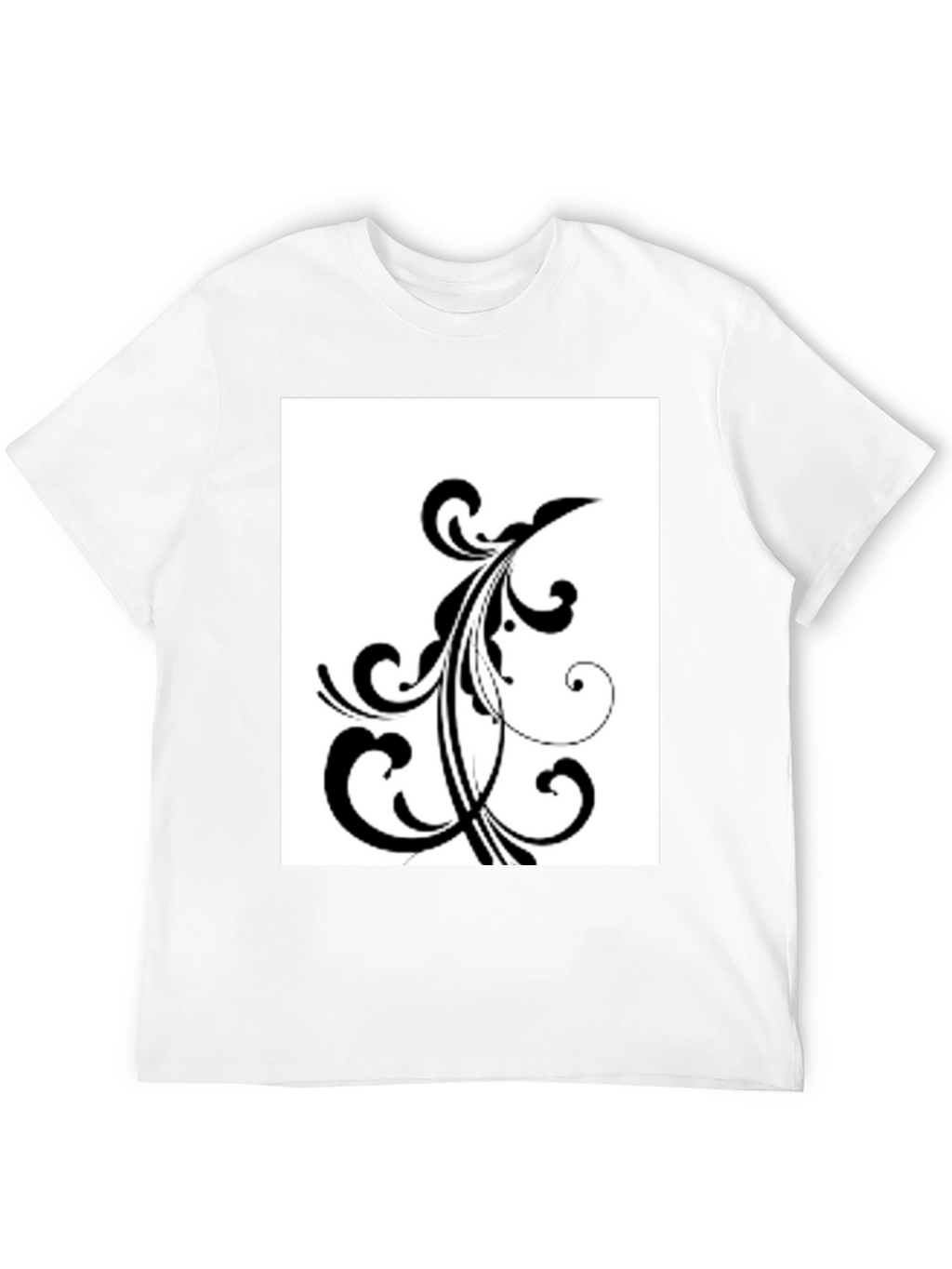 Black T-Shirt with Floral Design