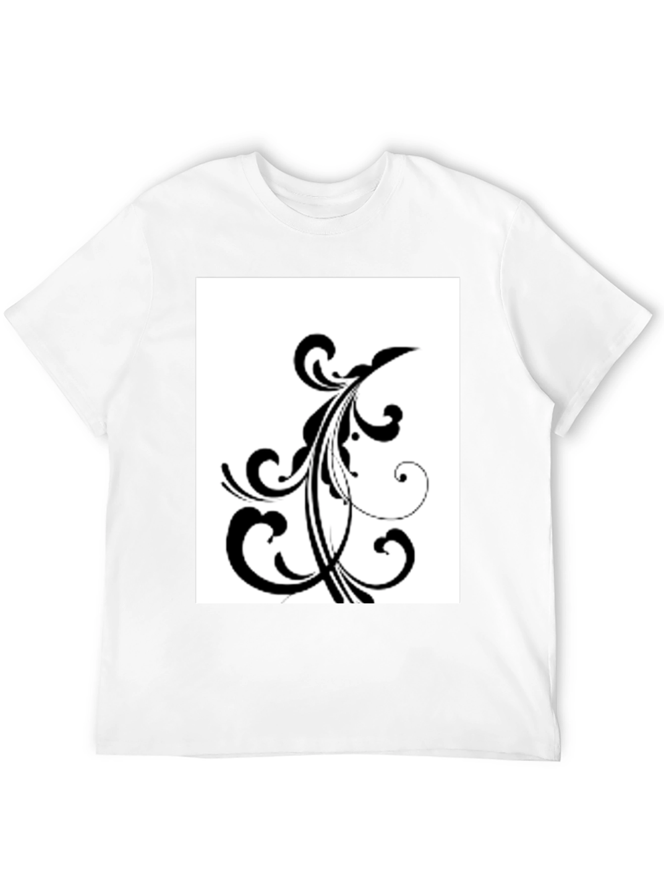 Black T-Shirt with Floral Design