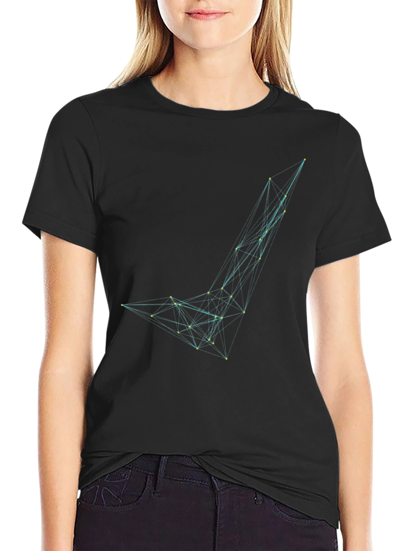 Abstract Geometric Graphic Print Black T-Shirt