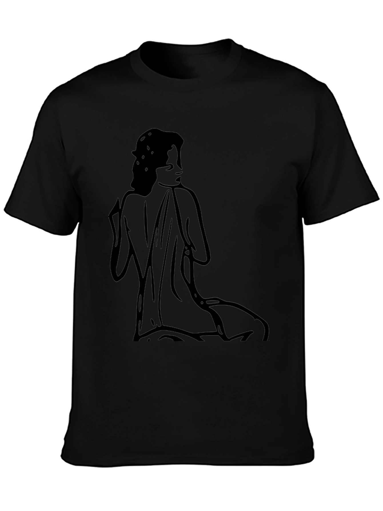 Black Graphic Tee - Minimalist Woman Design