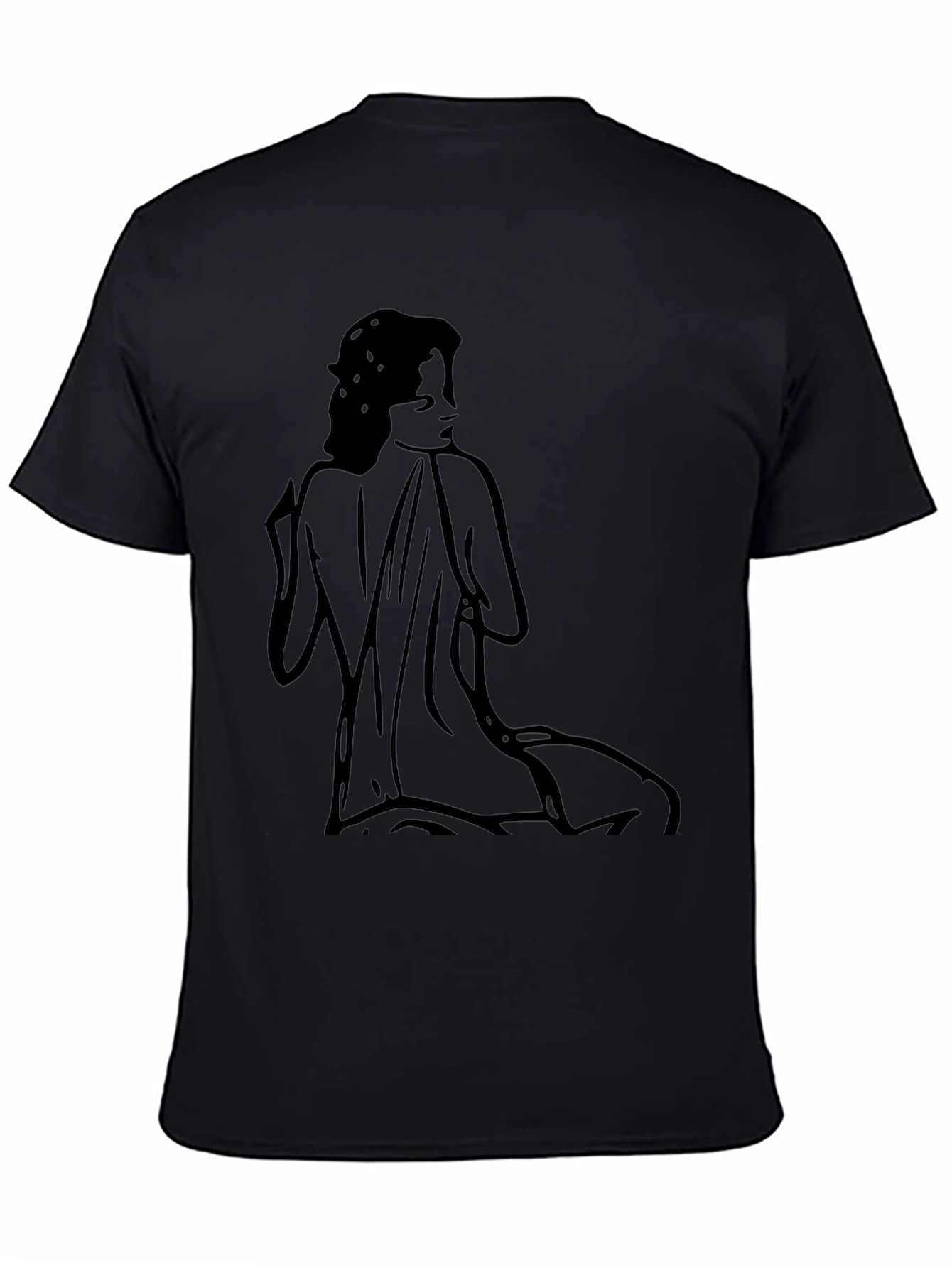 Black Graphic Tee - Minimalist Woman Design