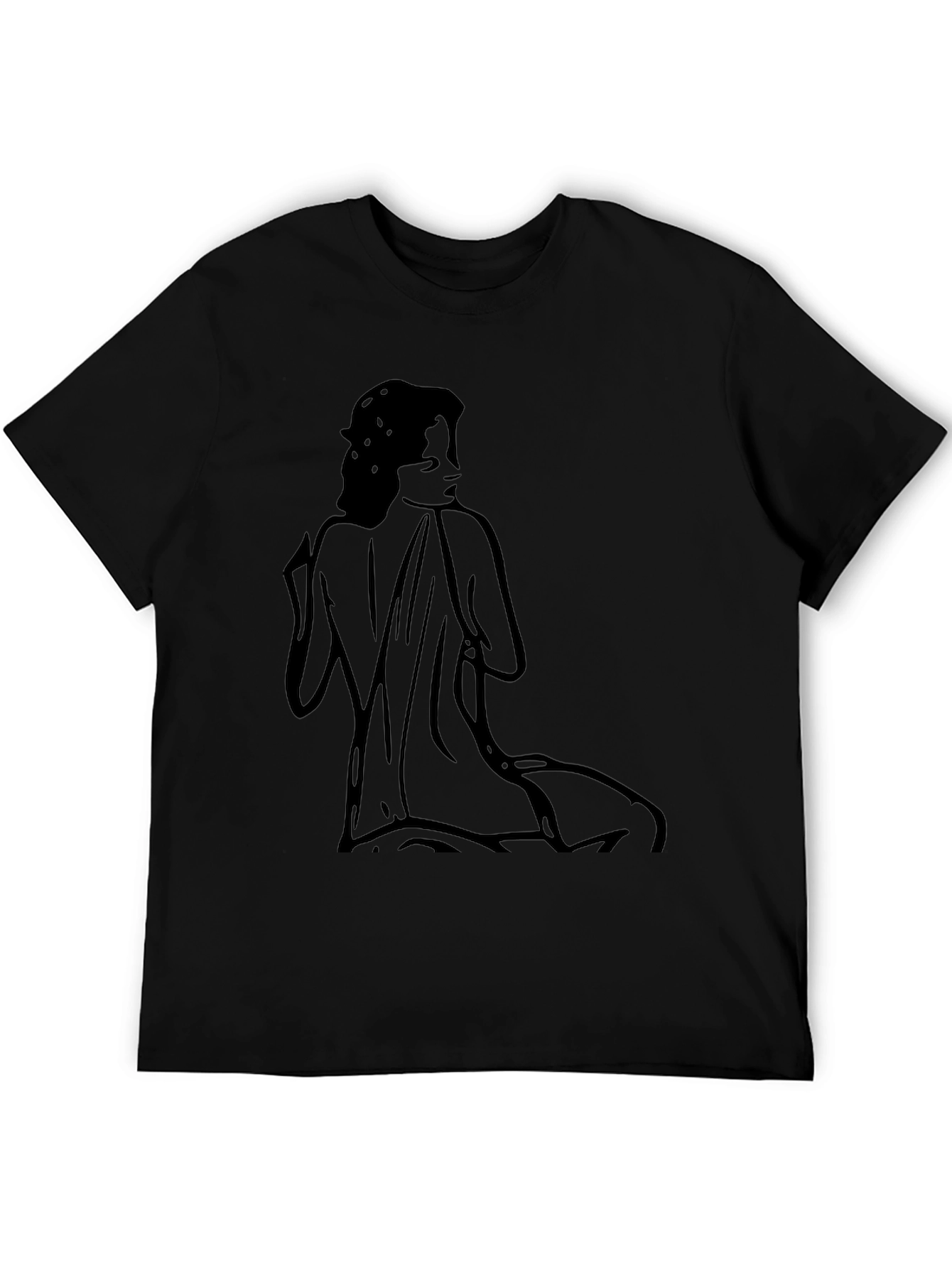 Black Graphic Tee - Minimalist Woman Design