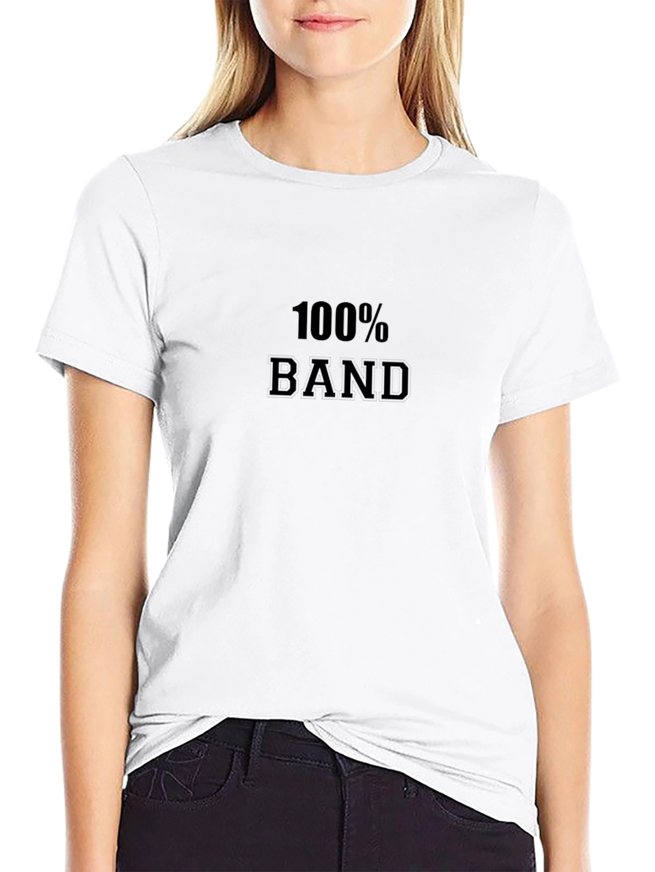 100% Band Black Graphic Tee - Casual Style