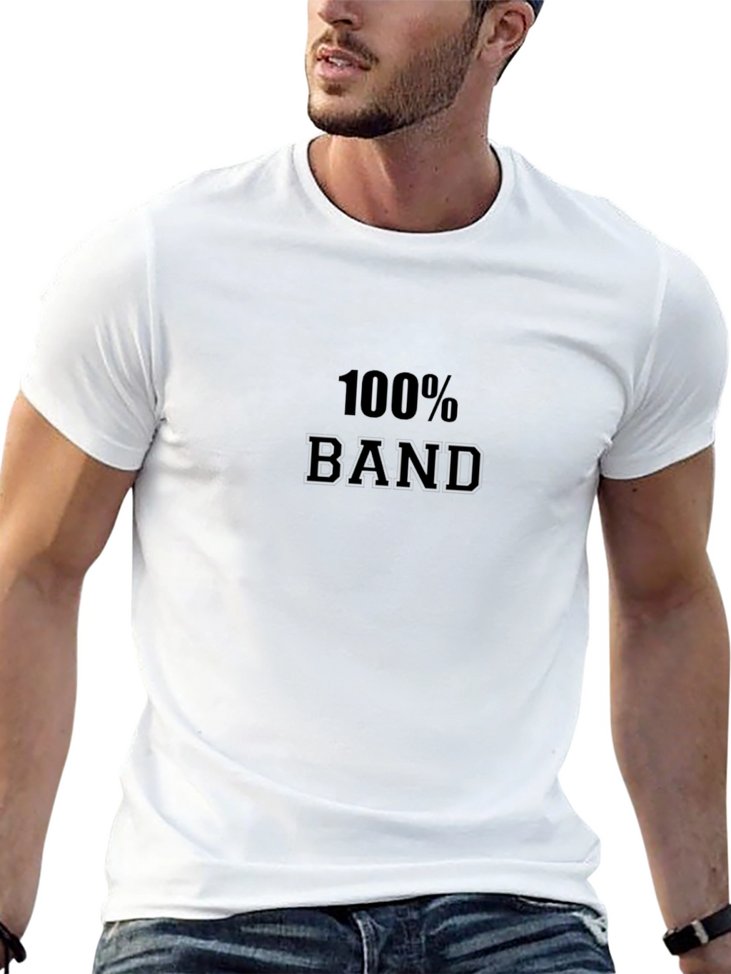 100% Band Black Graphic Tee - Casual Style