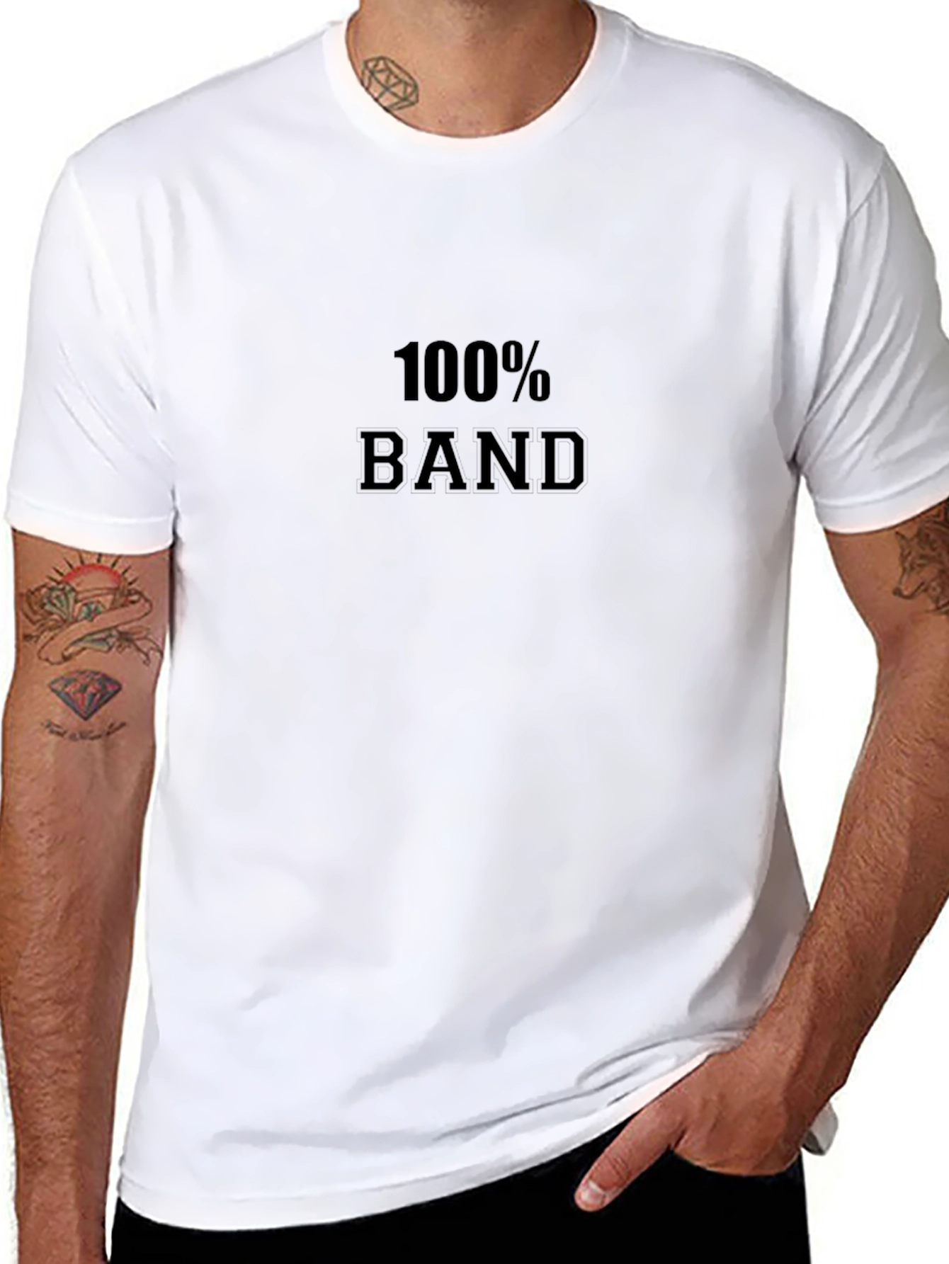 100% Band Black Graphic Tee - Casual Style