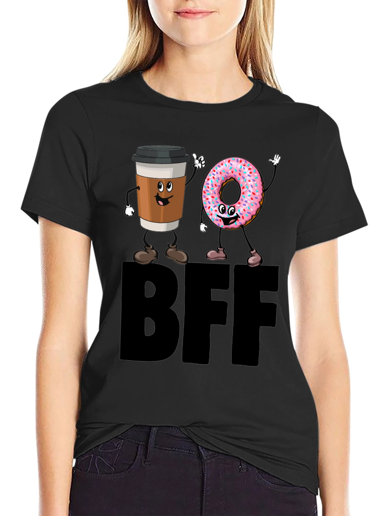 Coffee & Donut BFF T-Shirt - Best Friends Forever Graphic Tee