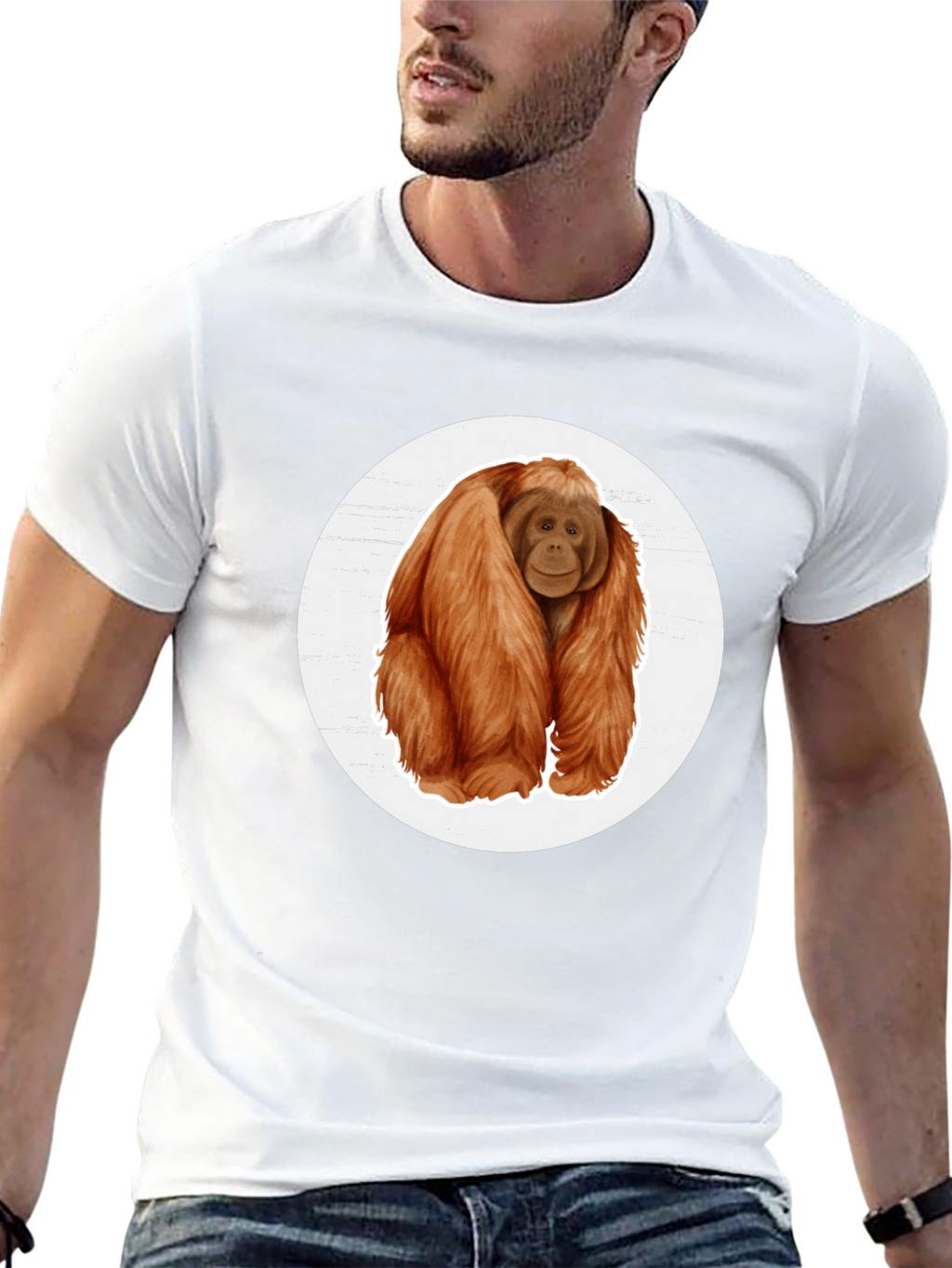 Orangutan Graphic Tee - Black Cotton T-Shirt