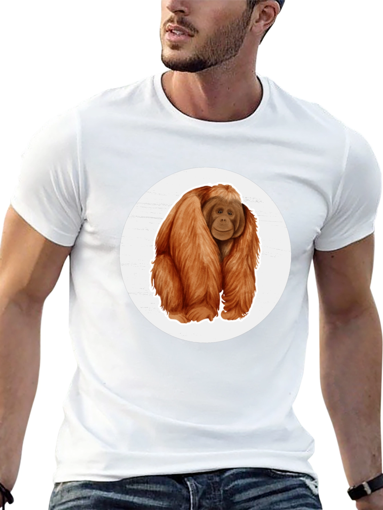 Orangutan Graphic Tee - Black Cotton T-Shirt