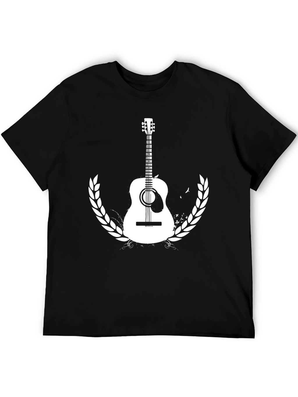 Guitar Graphic Tee - Black Cotton Casual T-Shirt
