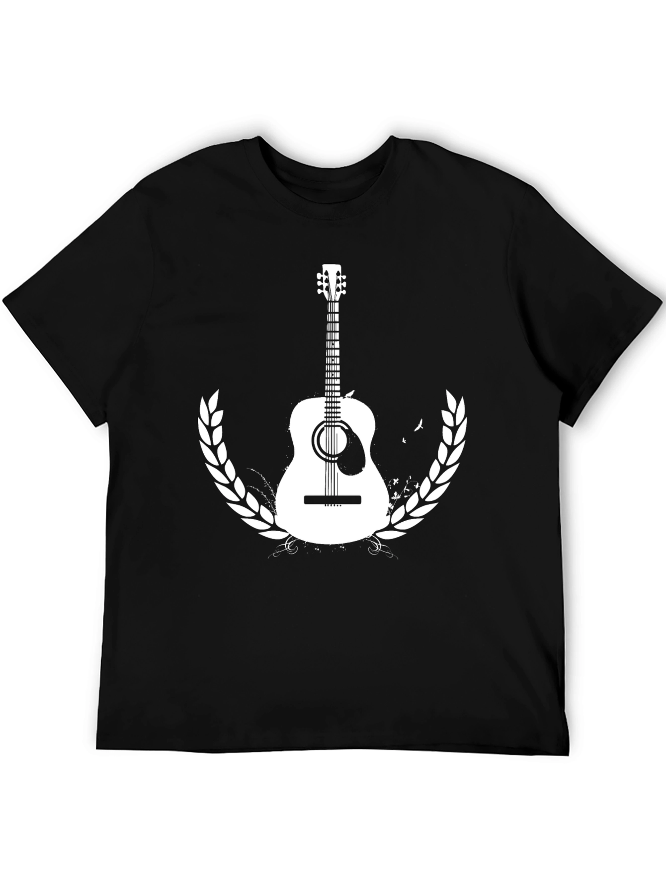 Guitar Graphic Tee - Black Cotton Casual T-Shirt