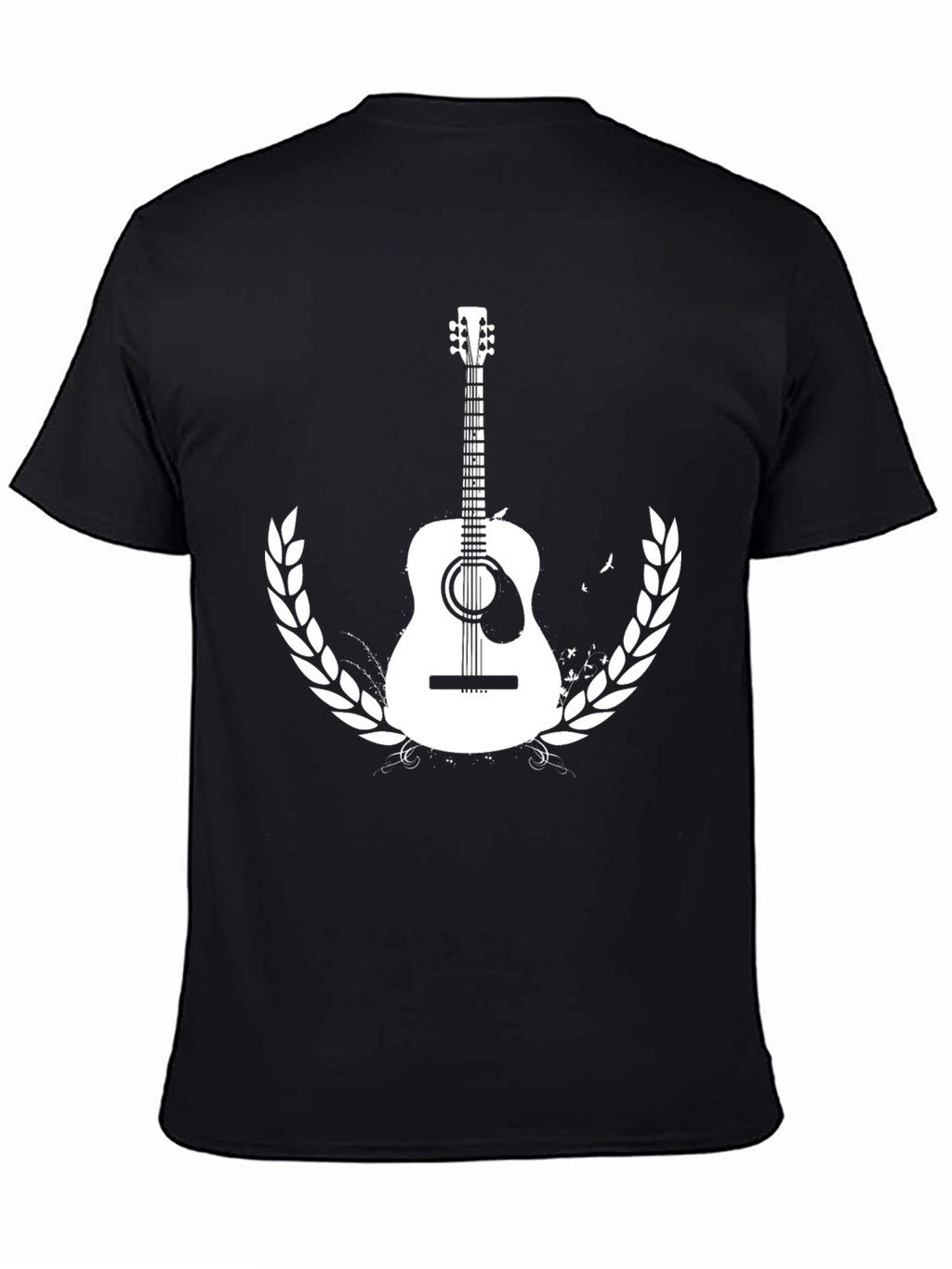 Guitar Graphic Tee - Black Cotton Casual T-Shirt