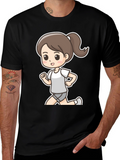 Cartoon Runner T-Shirt - Black Graphic Tee