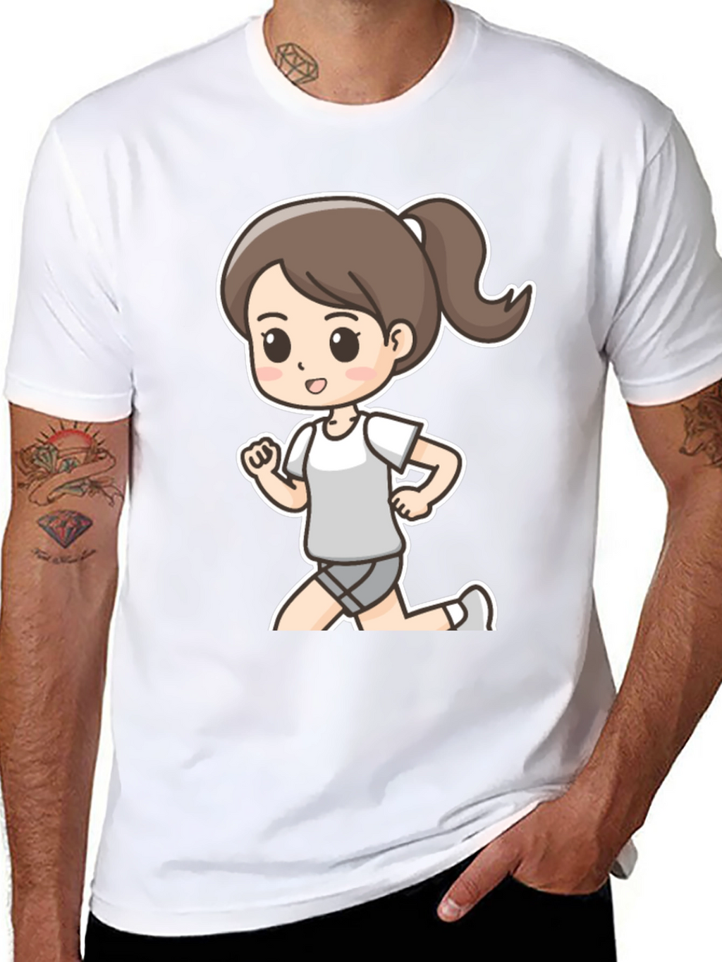 Cartoon Runner T-Shirt - Black Graphic Tee