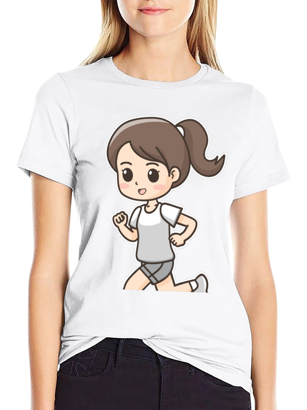 Cartoon Runner T-Shirt - Black Graphic Tee